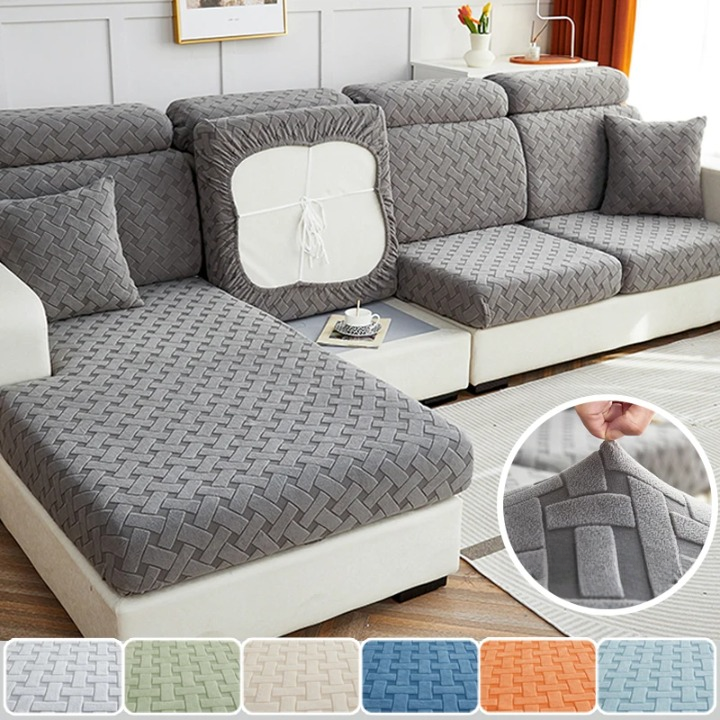 Housse de Coussin de Canapé Jacquard – Protection Extensible Antidérapante