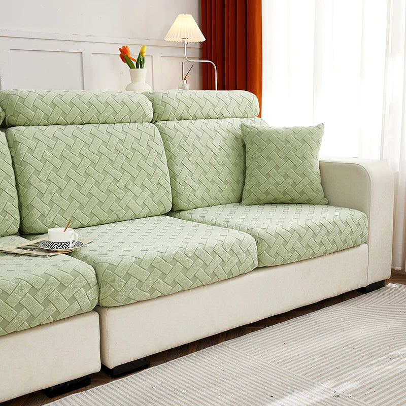 Housse de Coussin de Canapé Jacquard – Protection Extensible Antidérapante