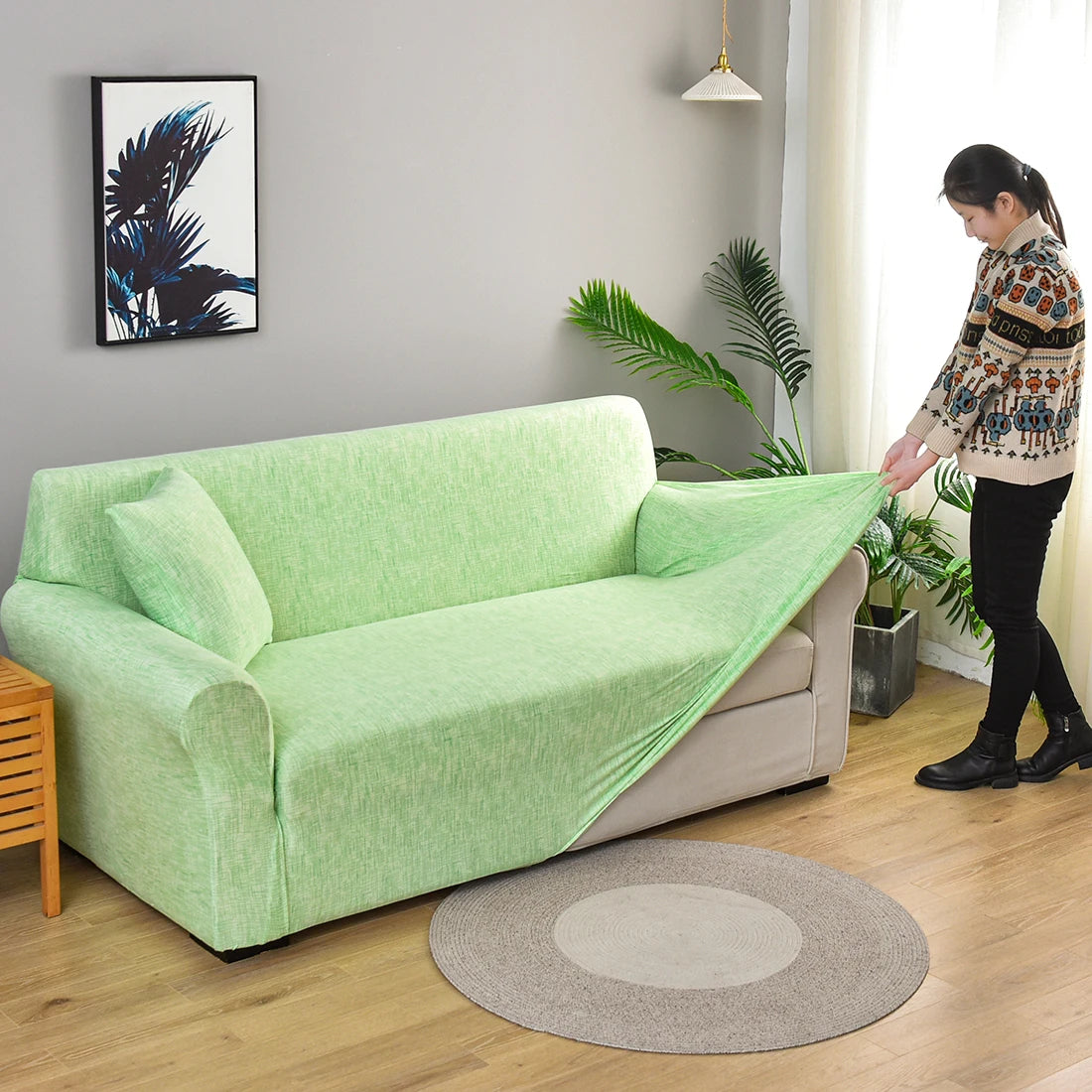 Housse Sofa Élégante Imprimée Soie-Touch