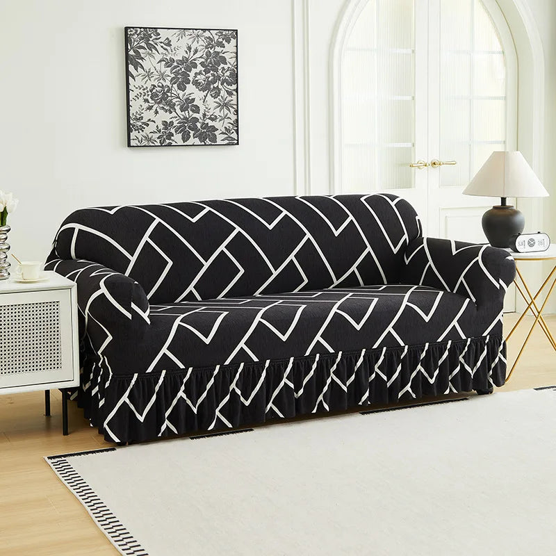 Housse de Canapé à Volants Extensible Fleurie