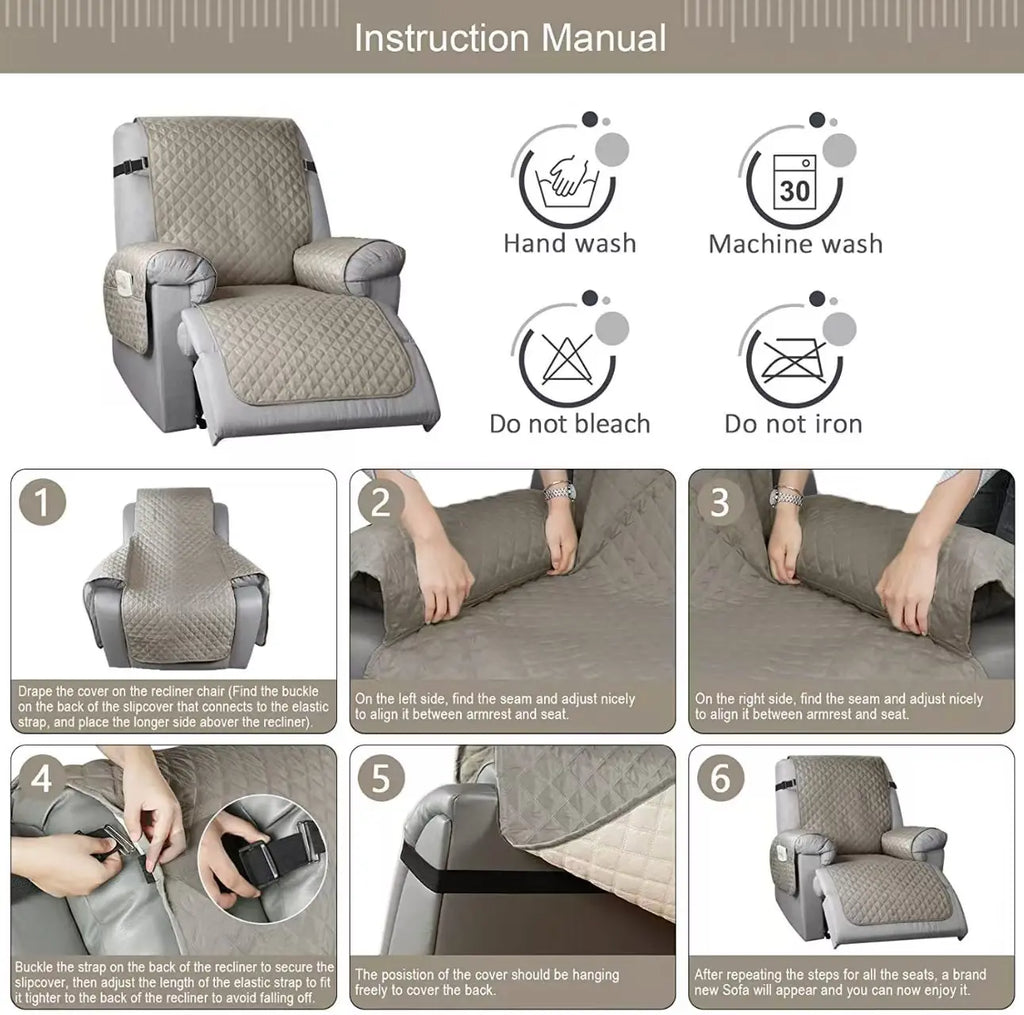 Housse de Fauteuil Matelassée Unie – Protection Assise et Dossier