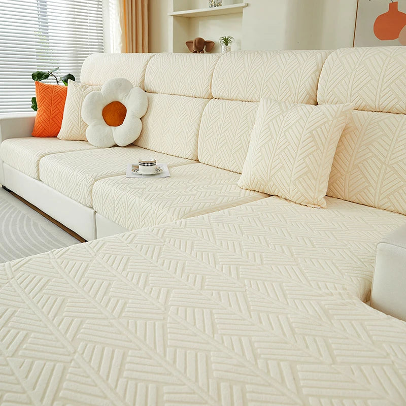 Housse de canapé jacquard extensible antidérapante – Assise et dossier