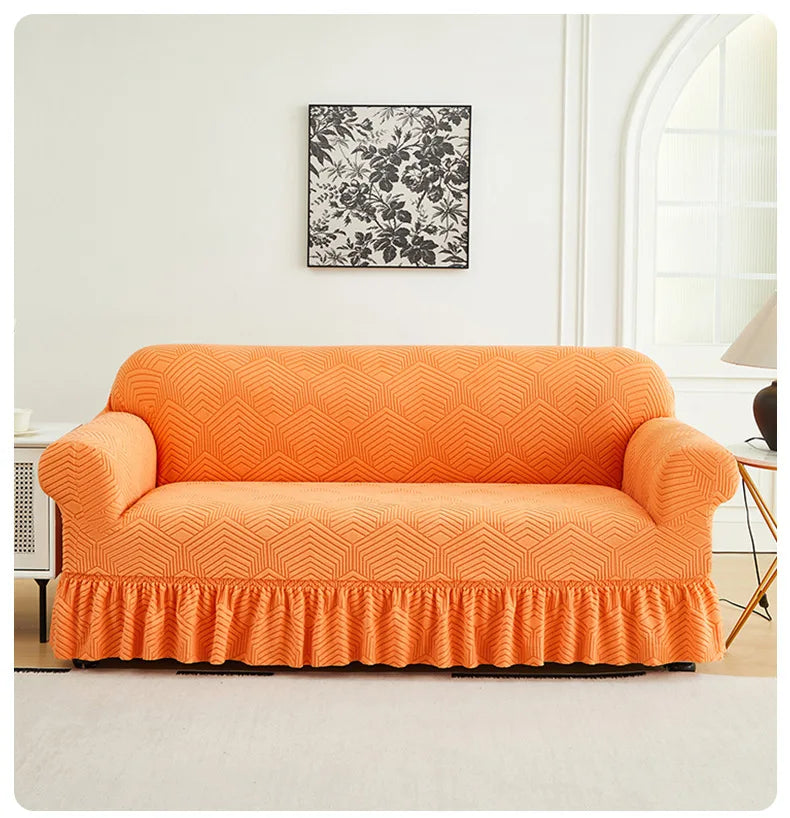 Housse de Canapé Jacquard Extensible avec Jupe Antidérapante