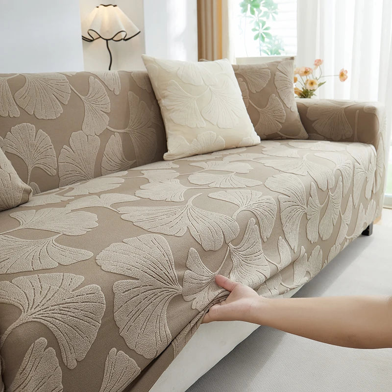 Housse de Canapé Motif Ginkgo Extensible