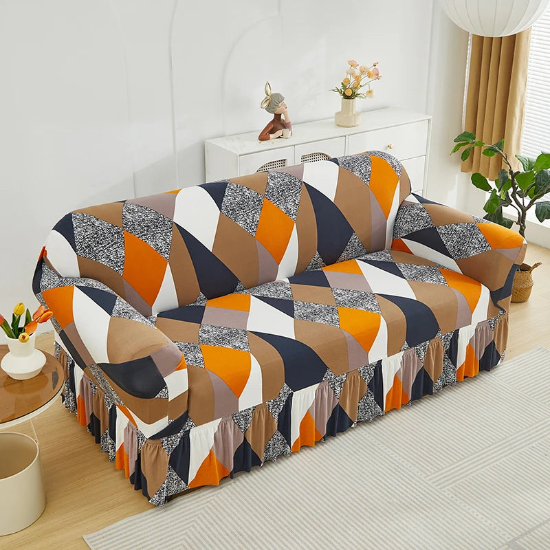 Housse de Canapé à Volants – Style Drapé Fleuri