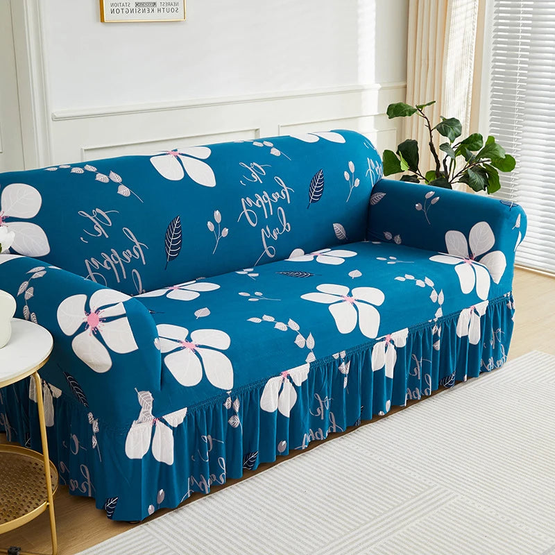 Housse de Canapé à Volants Imprimée Extensible