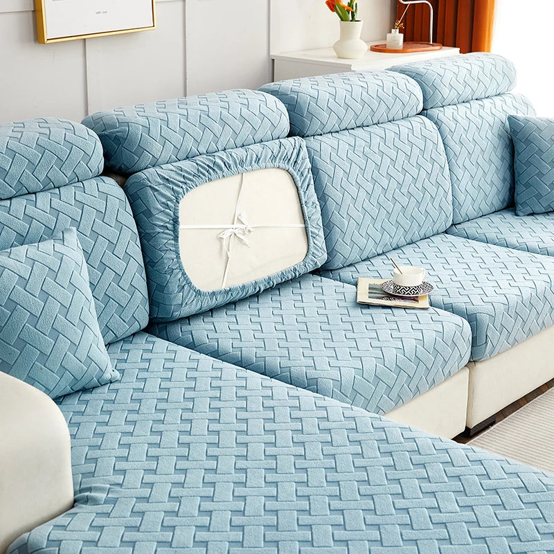 Housse de Coussin de Canapé Jacquard – Protection Extensible Antidérapante