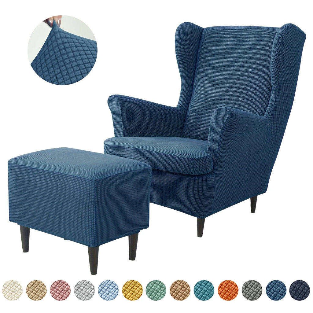 Housse Fauteuil Oreilles Jacquard Élastique – Protection Wingback