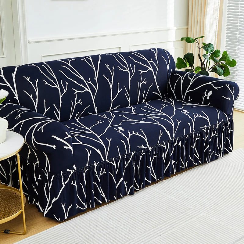 Housse de Canapé à Volants Imprimée Extensible