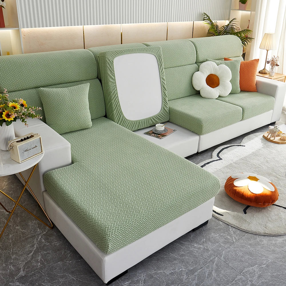 Housse de Coussin de Canapé Jacquard Extensible Anti-Glisse