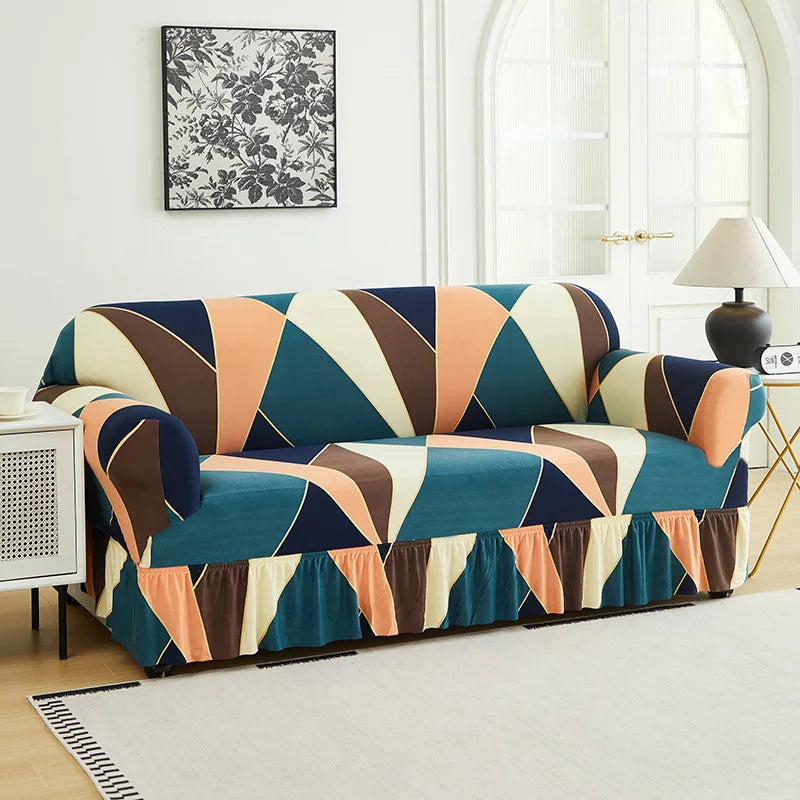 Housse de Canapé à Volants Extensible Fleurie