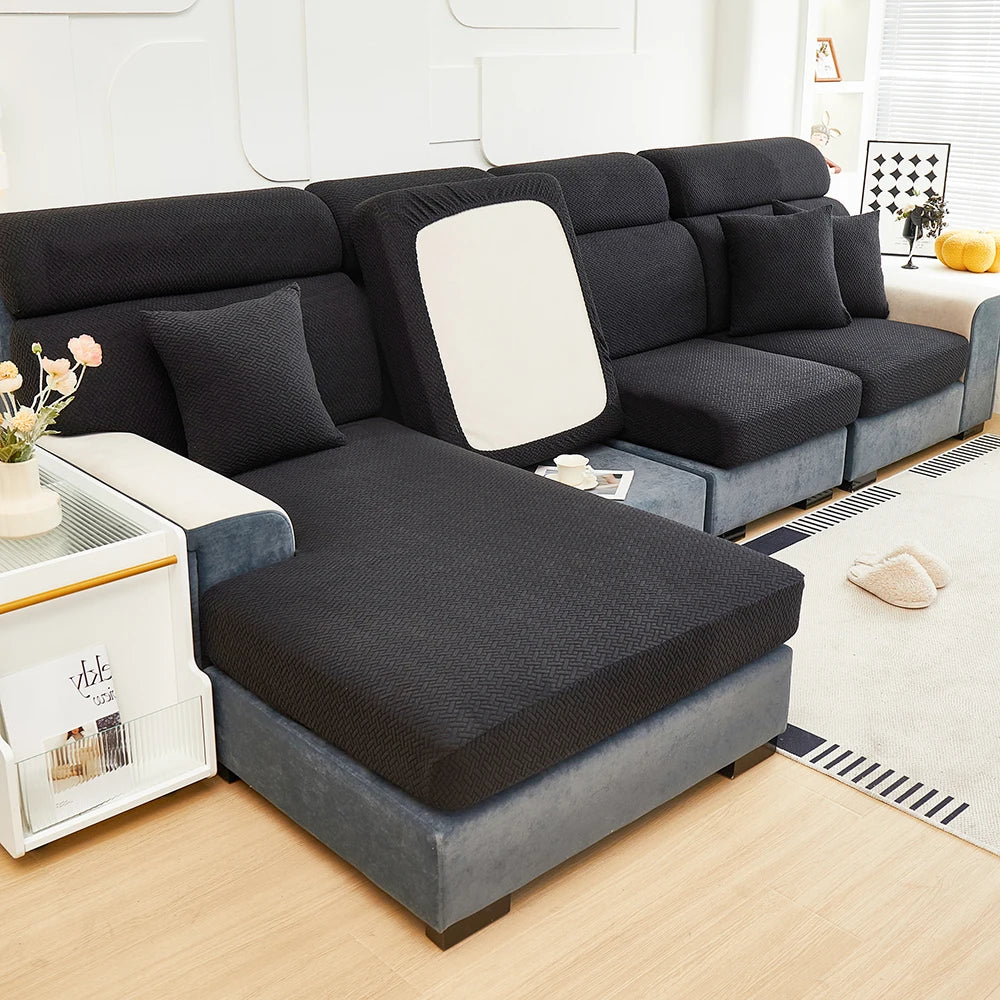 Housse de Coussin de Canapé Jacquard Extensible Anti-Glisse