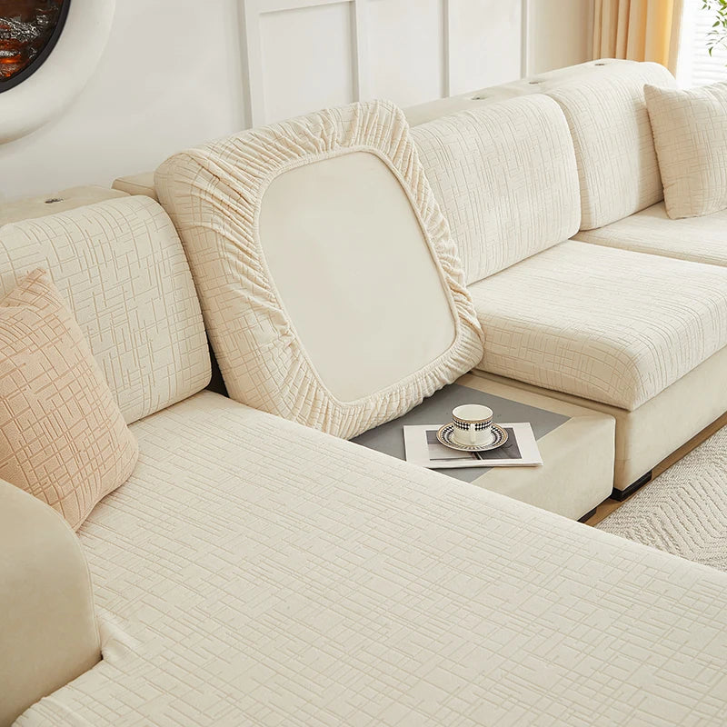 Housse Jacquard Ajustable pour Assise de Canapé