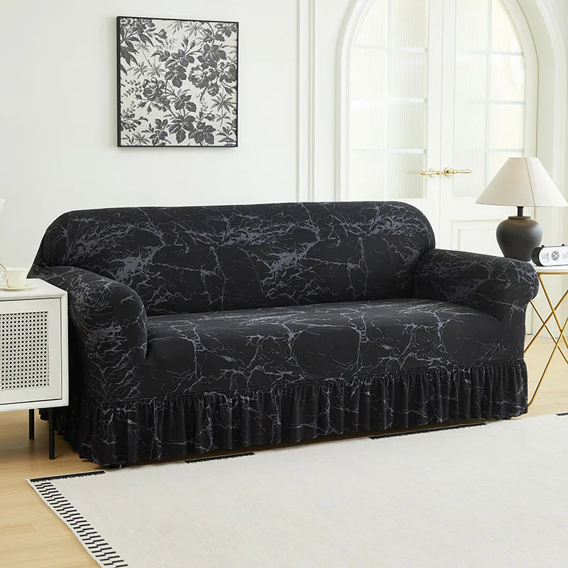 Housse de Canapé à Volants Extensible Fleurie