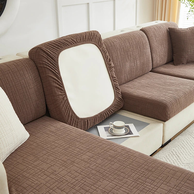Housse Jacquard Ajustable pour Assise de Canapé