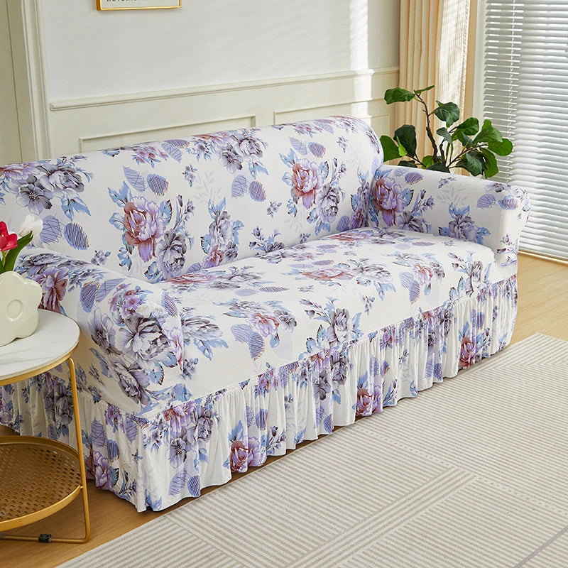 Housse de Canapé à Volants Imprimée Extensible