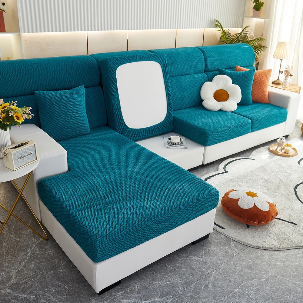 Housse de Coussin de Canapé Jacquard Extensible Anti-Glisse