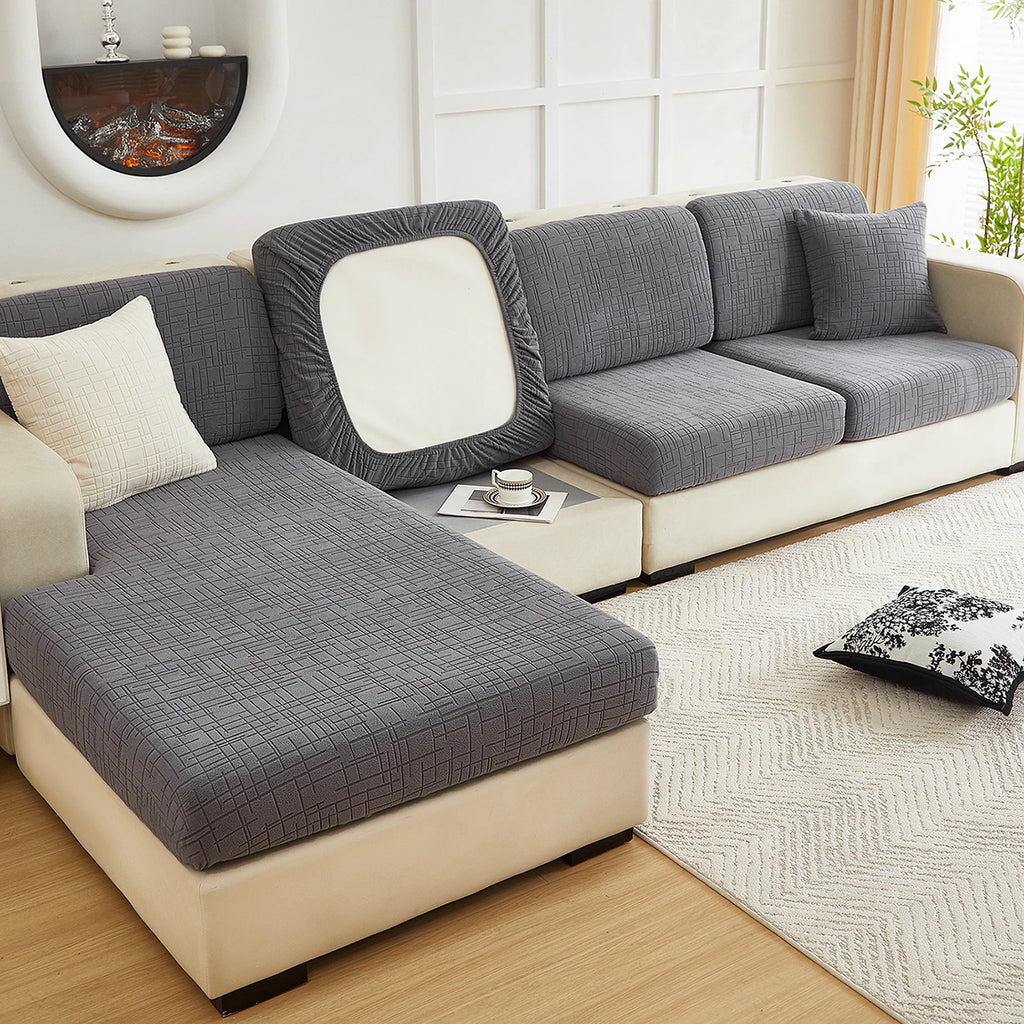 Housse Jacquard Ajustable pour Assise de Canapé