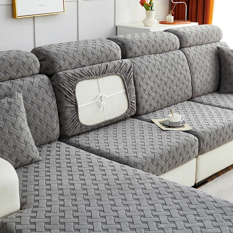 Housse de Coussin de Canapé Jacquard – Protection Extensible Antidérapante