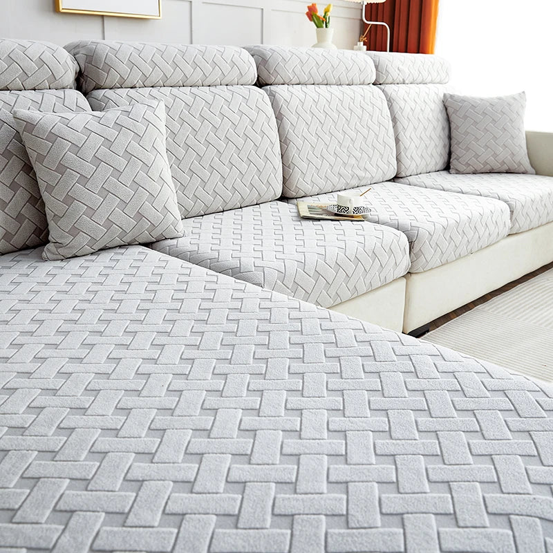 Housse de Coussin de Canapé Jacquard – Protection Extensible Antidérapante