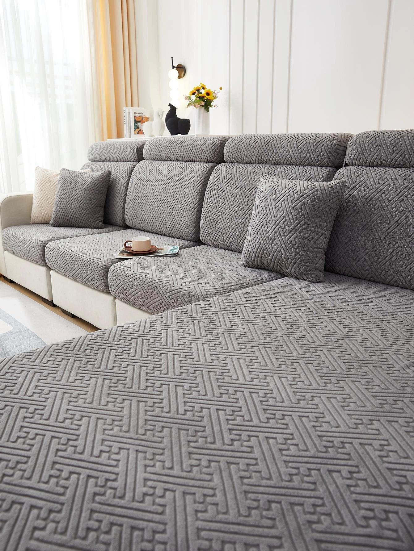 Housse Jacquard pour Assise de Canapé Extensible