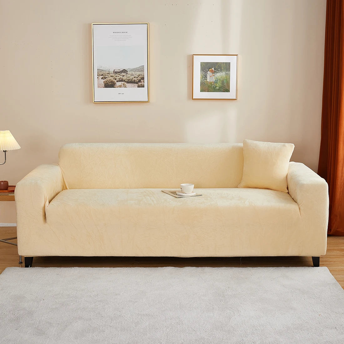 Housse Canapé Velours Extensible Moderne