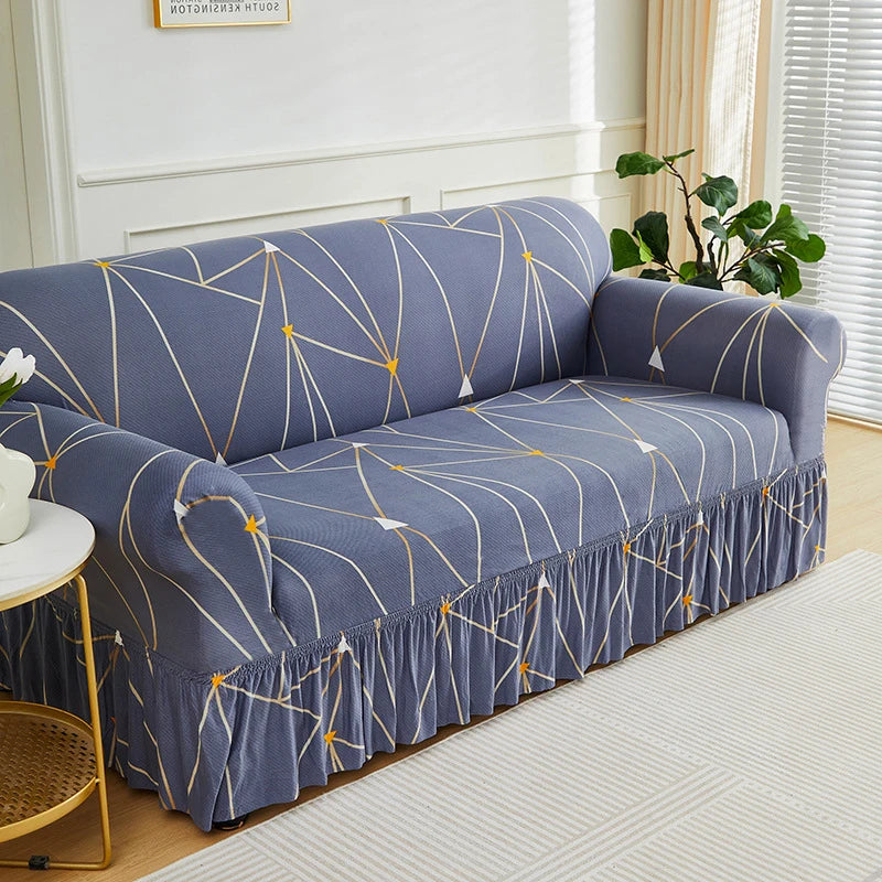 Housse de Canapé à Volants Imprimée Extensible