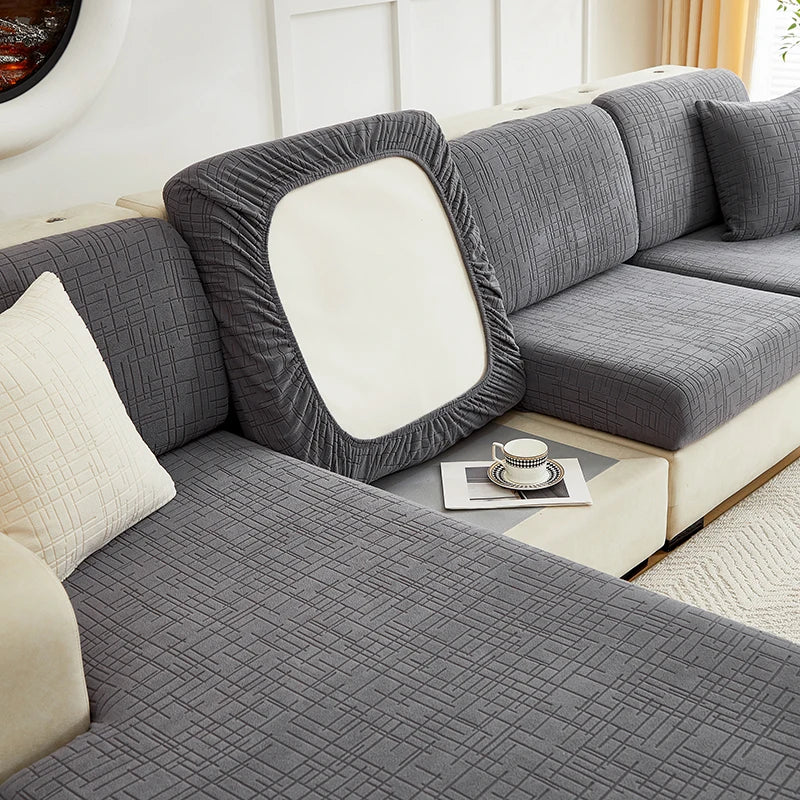 Housse Jacquard Ajustable pour Assise de Canapé