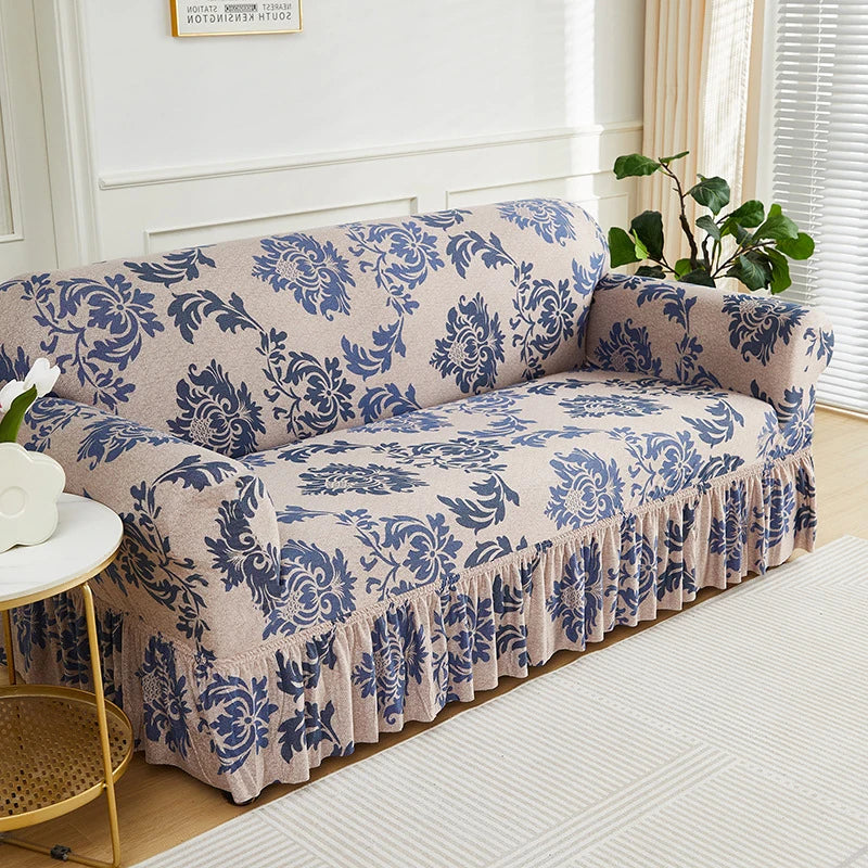 Housse de Canapé à Volants Imprimée Extensible