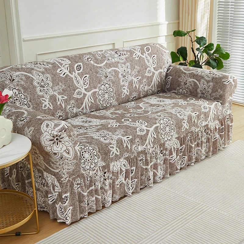 Housse de Canapé à Volants Imprimée Extensible