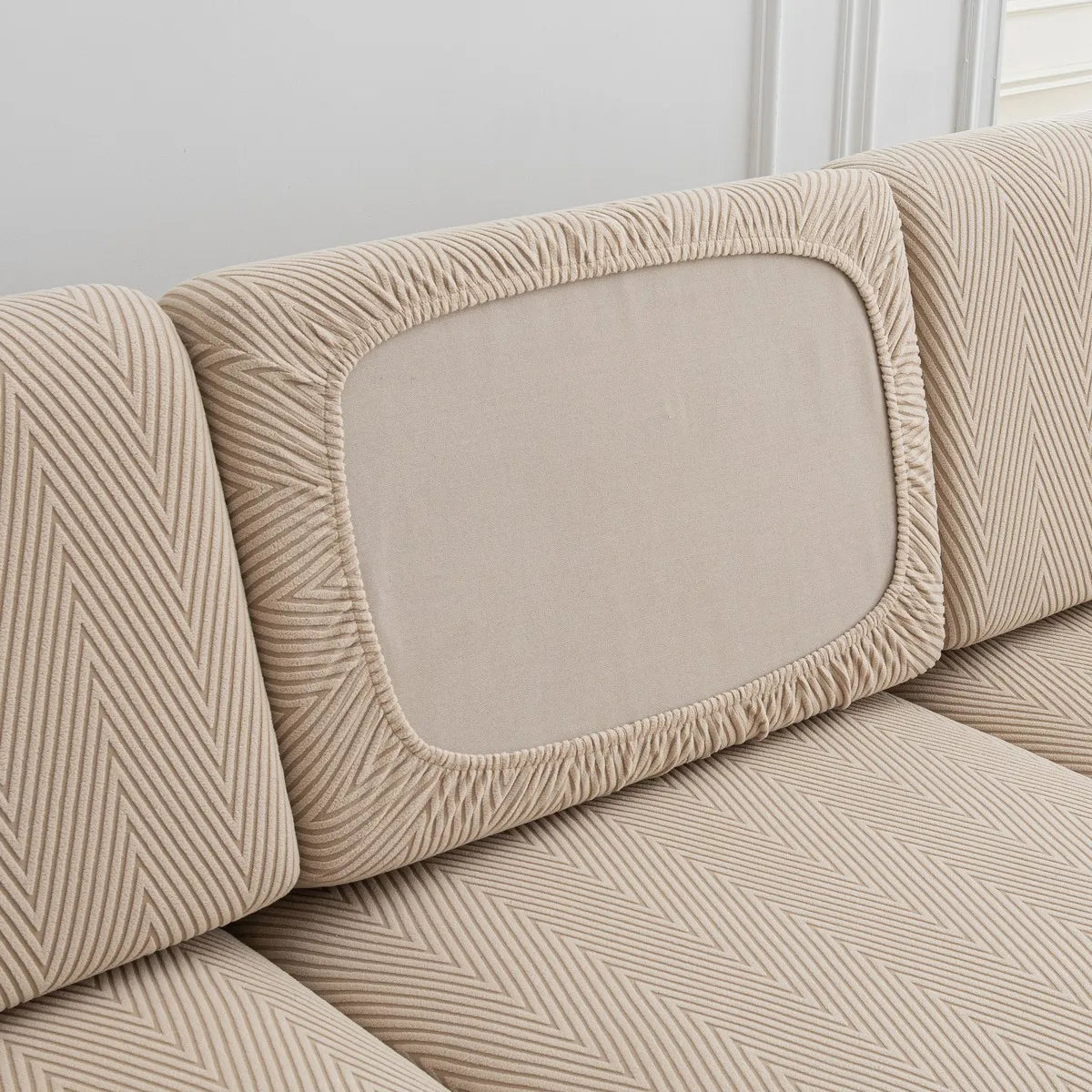 Housse de Coussin de Canapé Jacquard Extensible