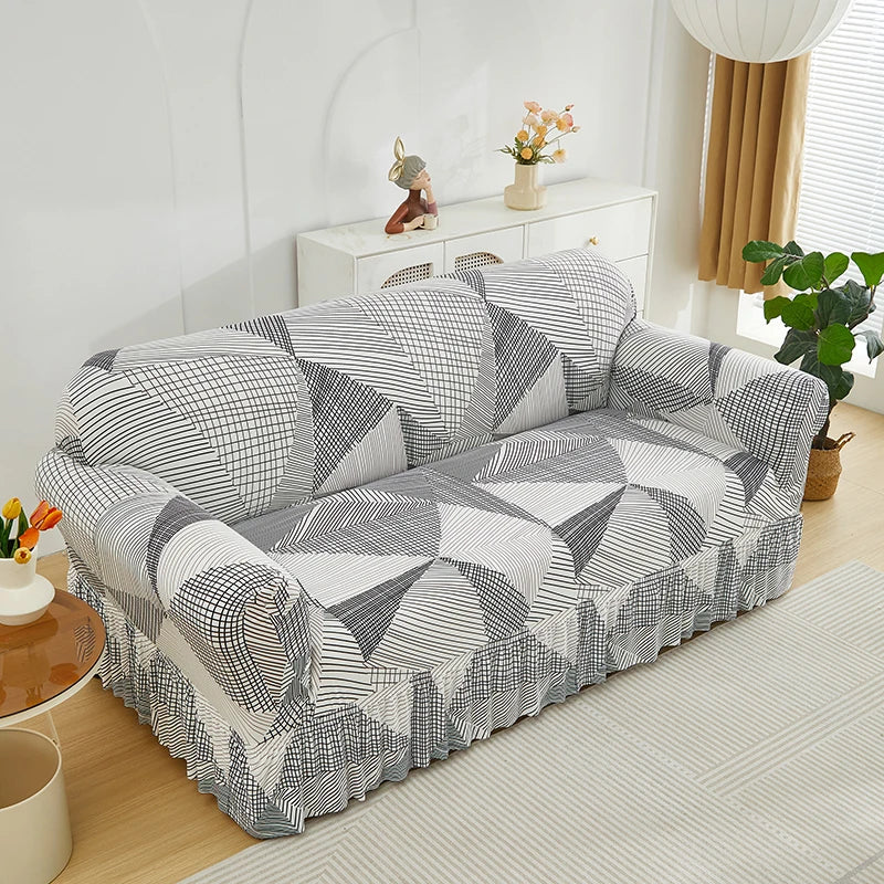 Housse de Canapé à Volants – Style Drapé Fleuri