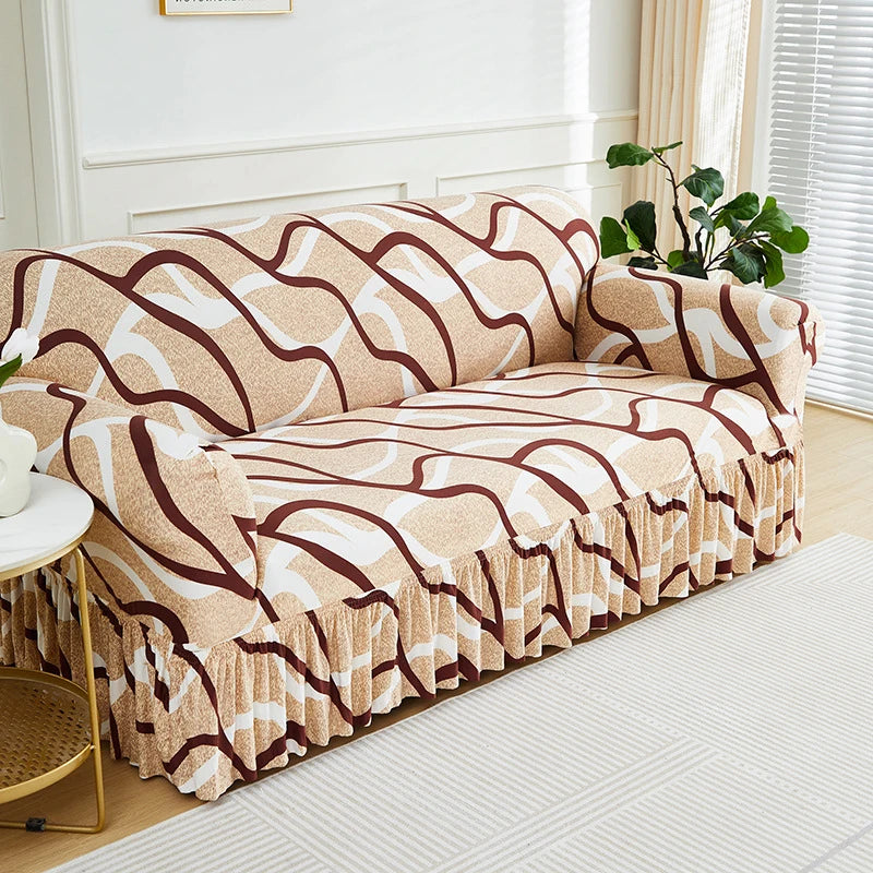 Housse de Canapé à Volants Imprimée Extensible