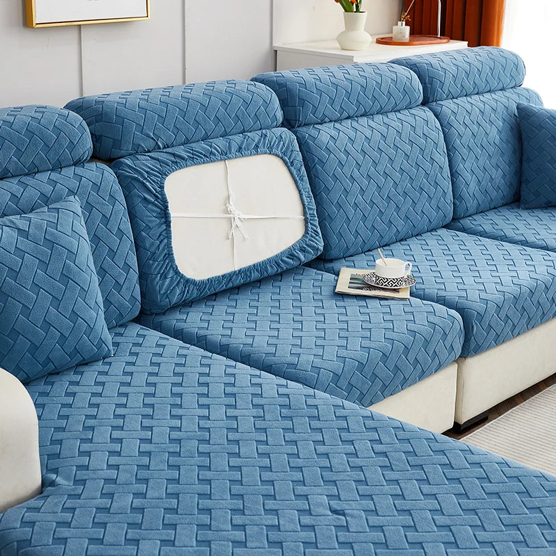 Housse de Coussin de Canapé Jacquard – Protection Extensible Antidérapante
