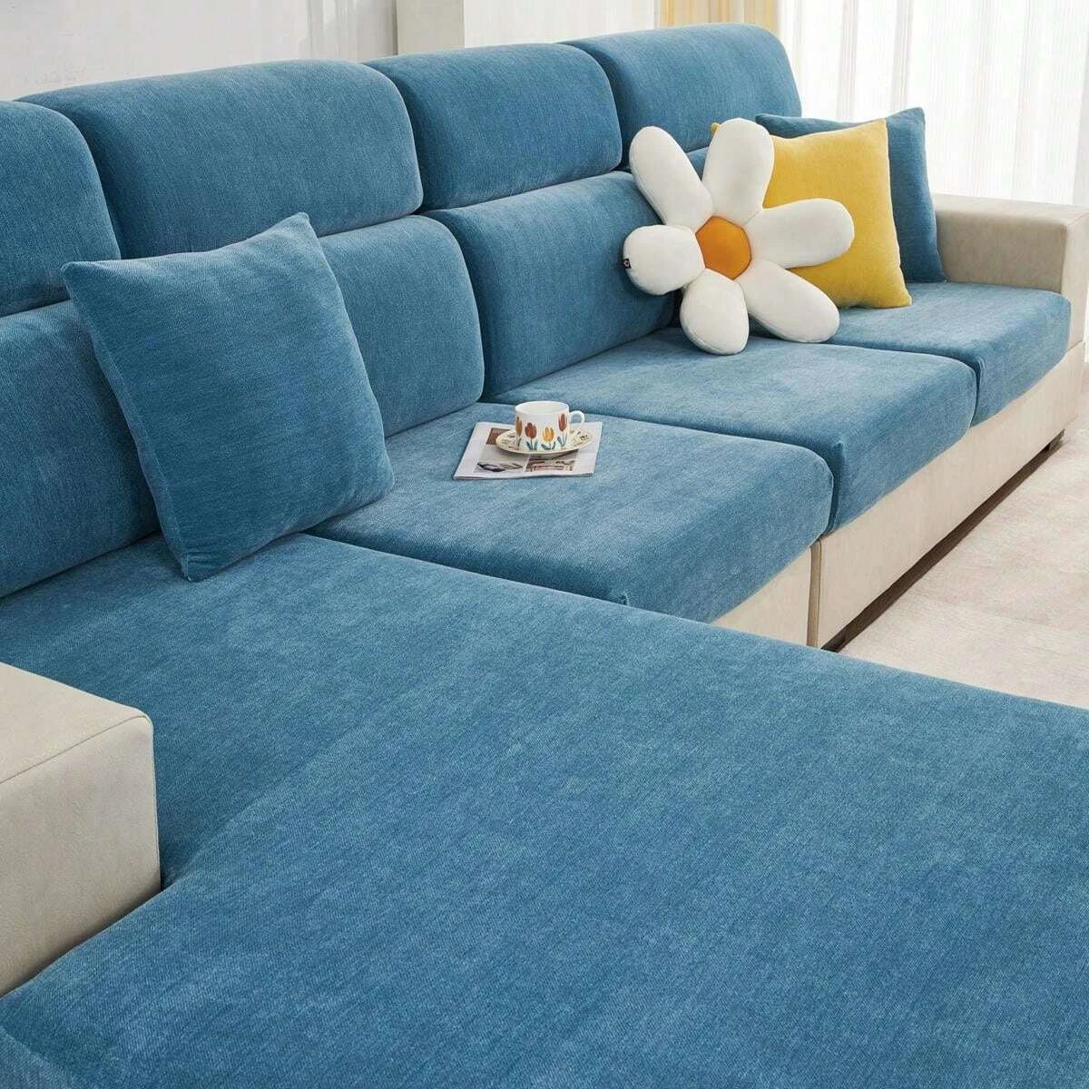 Housse de Coussin de Canapé Chenille Extensible Anti-Glisse