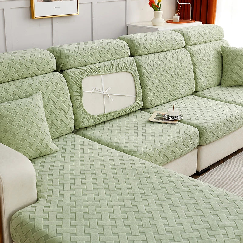 Housse de Coussin de Canapé Jacquard – Protection Extensible Antidérapante