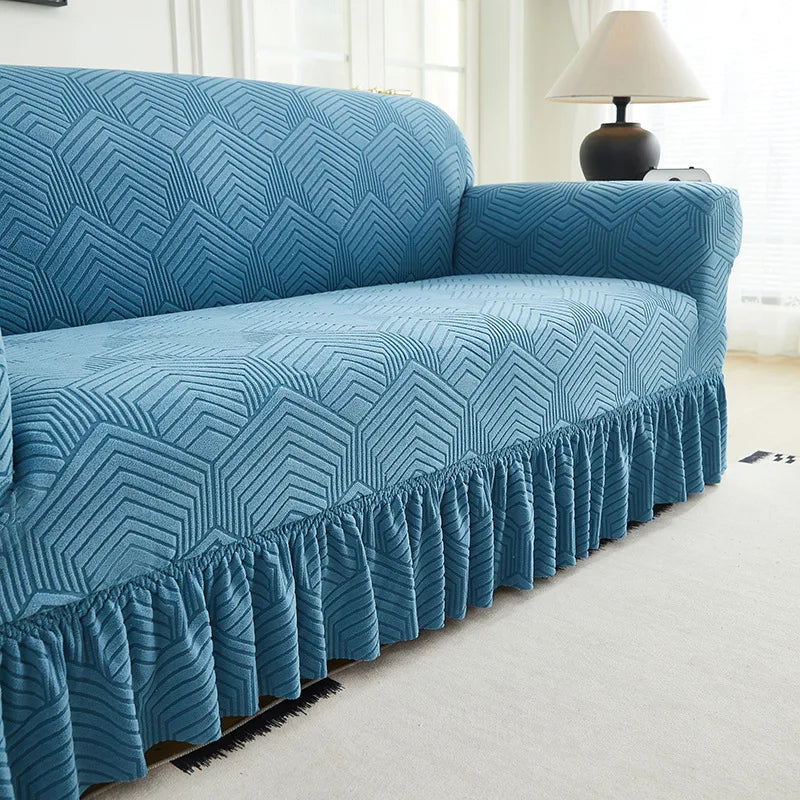 Housse de Canapé Jacquard Extensible avec Jupe Antidérapante