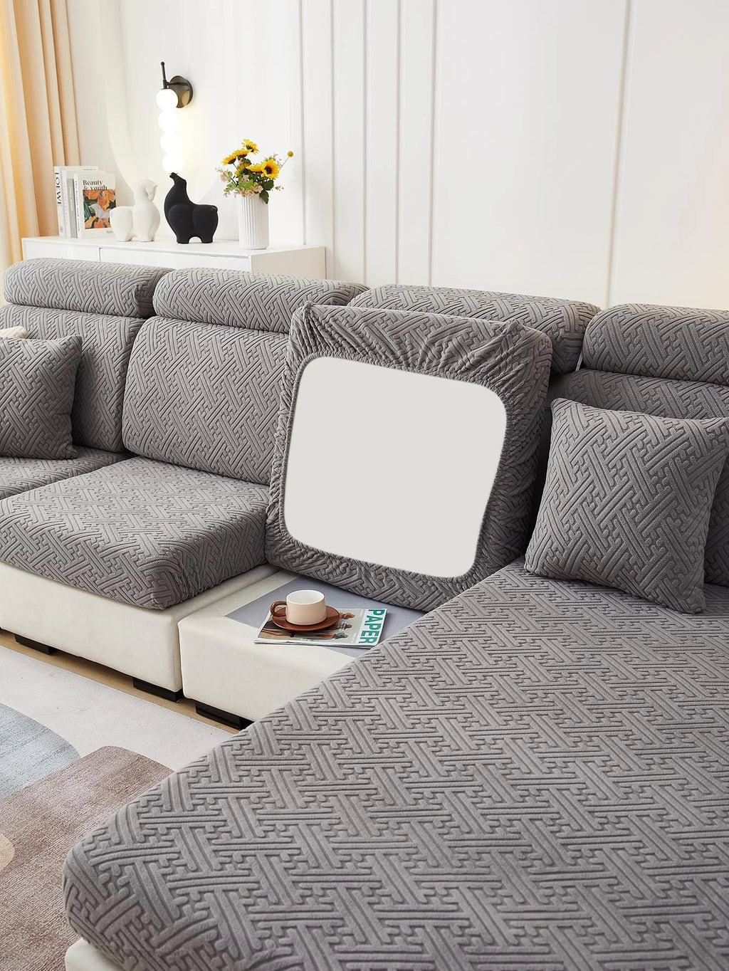 Housse Jacquard pour Assise de Canapé Extensible