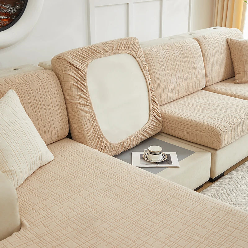 Housse Jacquard Ajustable pour Assise de Canapé