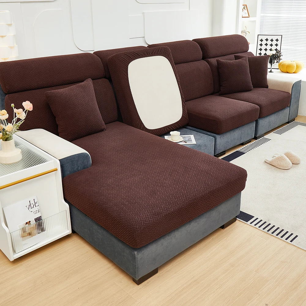 Housse de Coussin de Canapé Jacquard Extensible Anti-Glisse