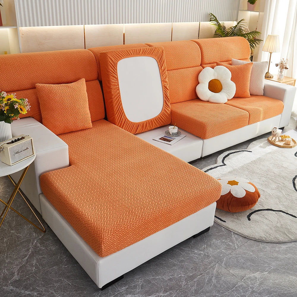 Housse de Coussin de Canapé Jacquard Extensible Anti-Glisse