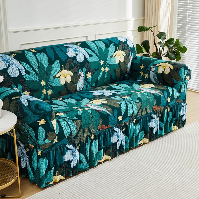 Housse de Canapé à Volants Imprimée Extensible