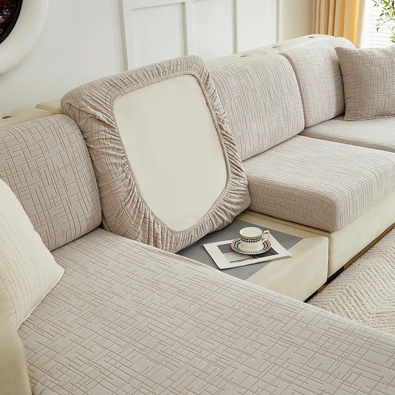 Housse Jacquard Ajustable pour Assise de Canapé