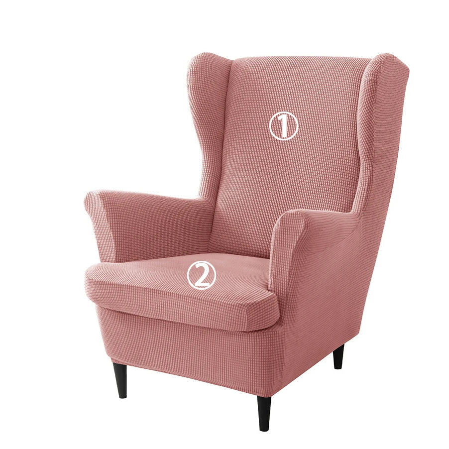 Housse Fauteuil Oreilles Jacquard Élastique – Protection Wingback