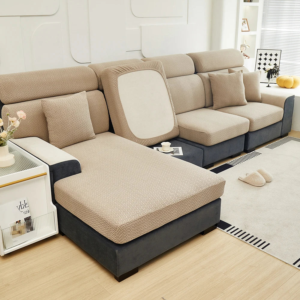Housse de Coussin de Canapé Jacquard Extensible Anti-Glisse