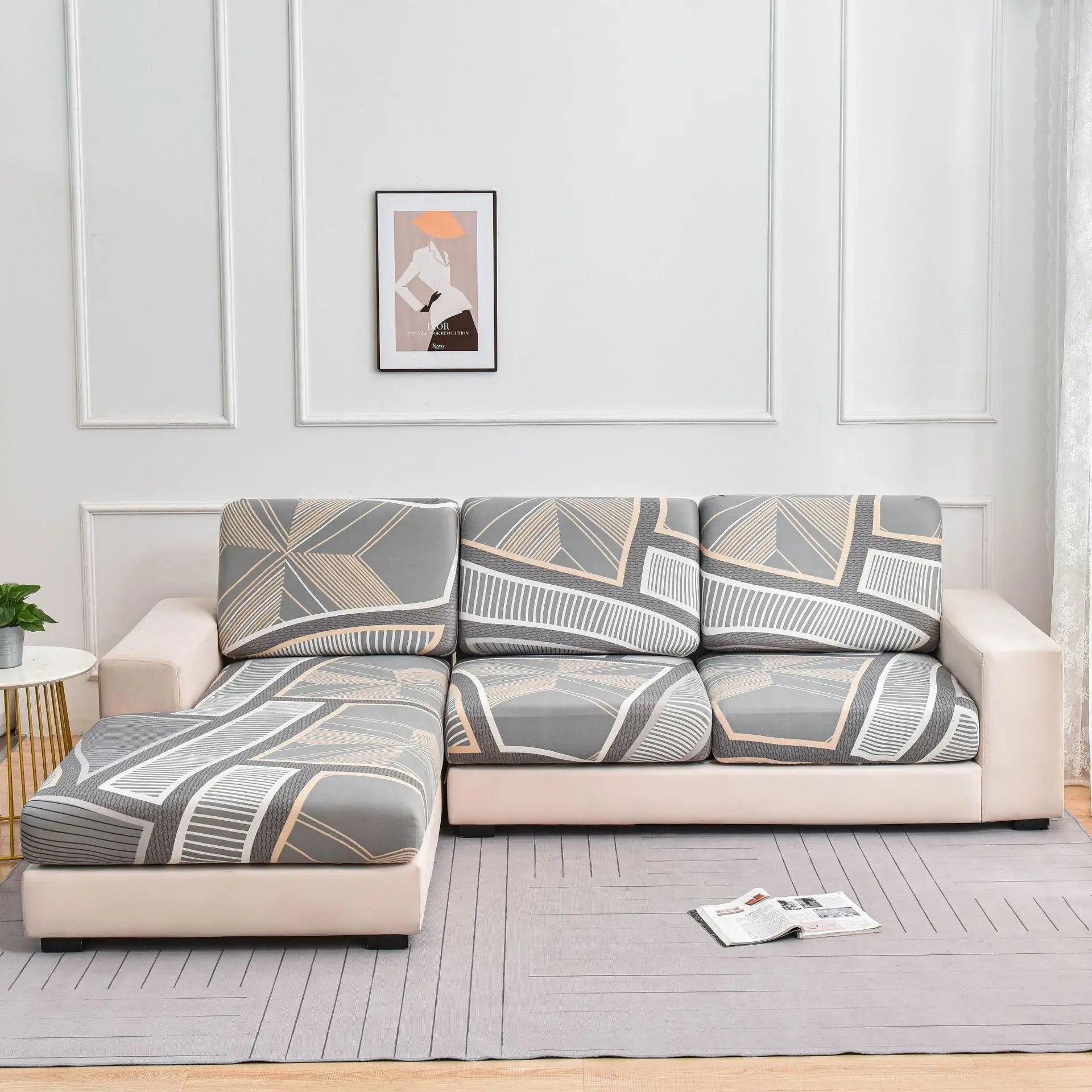 Housse de Siège de Canapé Géométrique Extensible