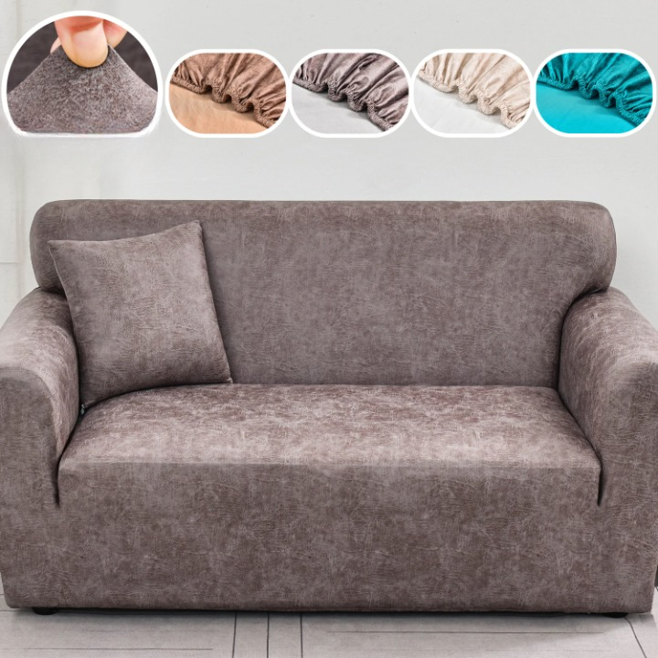 Housse de Canapé Simili-Cuir Imperméable Ajustable