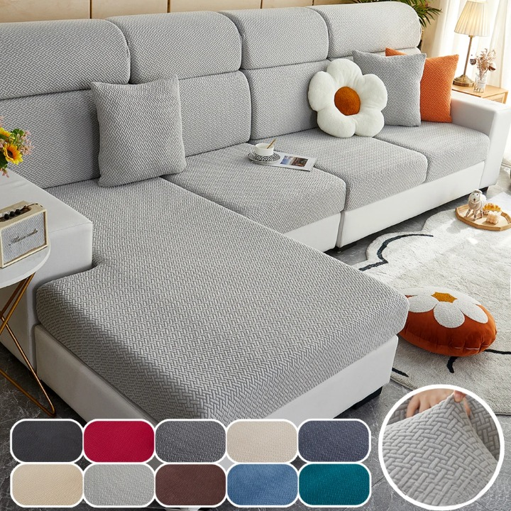 Housse de Coussin de Canapé Jacquard Extensible Anti-Glisse